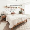 Acrylic Moon Phase Mirror, 5 Pieces Nordic Style Wood Decorative Mirror Moon Phase Mirror Bedroom Acrylic Mirror, Scandinavian Natural Decor 3D M