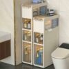 Toilet Paper Organizer for Bathroom Cabinet, Narrow Bathroom Gap Organizer Drawer Shelf Toilet Floor Storage