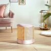 Haadi Traders Storage stool | Rattan & Velvet Footstool | Pink Dressing Table Storage Stool Pouffe with Lid 42CM | Footrest Ottoman Stool Seat