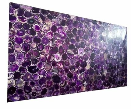 Gifts And Artefacts 36 x 48 Inches Royal Look Dining Table Top Epoxy Art with Purple Agate Stone Rectangle Shape Marble Kitchen Slab