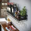 Wine racks Wall Mounted/Red Wine Glasses Storage Shelf/Black Metal Industrial Decoration Shelf/Wine Shelf Cabinet Organizer/for Bars, Home