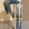 4 Tier Narrow Bathroom Floor Cabinet for Gaps, Toilet Paper Drawer Cart Storage Tower with Clear Drawers and Easy Pull Handle Vertical Storage Un