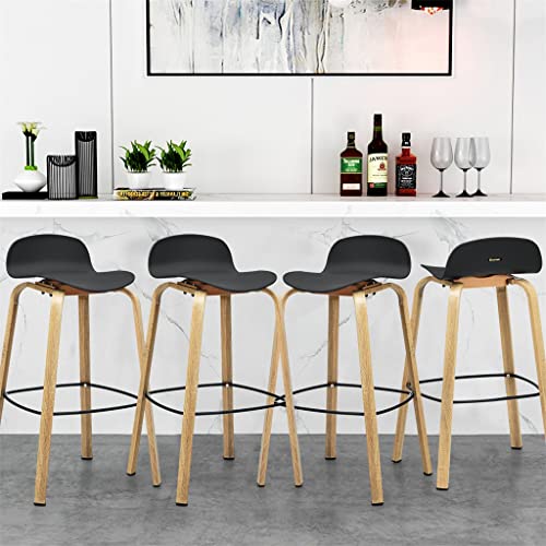WALNUT Set of 4 Barstools 30inch Pub Chairs w/Low Back&Metal Legs