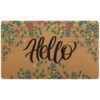 Carvapet Artificial Coir Doormat with Non-Slip Backing for Indoor and Outdoor 17 x 30 inch Front Door Welcome Mat Floral Doormat, Lavender