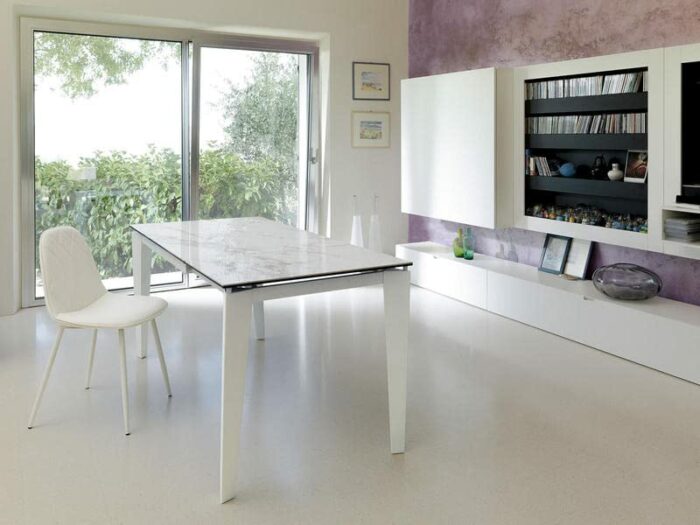 SOLOLED Extending Table from 120 cm to 170 cm Modern Dining Room with an Extension Ceramic Top on Tempered Glass and Metal Legs Width 80 cm for 6