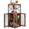 JKsmart Corner Bar Cabinet with Glass Holder,Industrial Wine Cabinet with Mesh Door,Wine Cabinet with Adjustable Shelf,Home Bar for Liquor and Wi