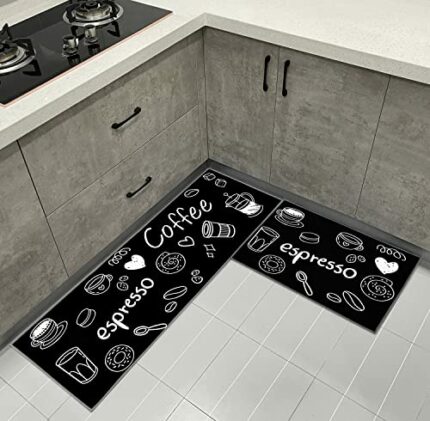 HZVRTN 2 Piece Non Slip Kitchen Mat Kitchen Rug Set 40x60 + 40x120 cm, Washable Rubber Backing Doormat, Dining Room, Entryway and Door Runner Rug