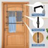 3 Tier Over Door Towel Rail, Adjustable Hanging Towel Rack with 2 Hooks, Bathroom Towel Holder Rails for Towelsor Clothing, Black