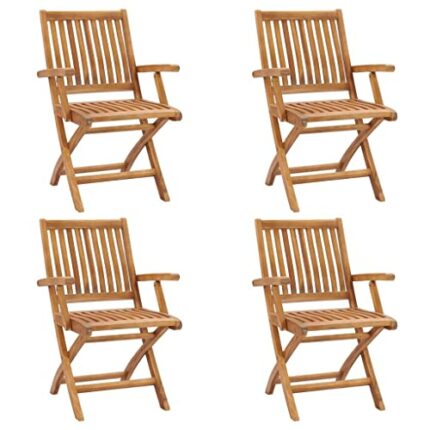 vidaXL 4x Solid Teak Wood Folding Garden Chairs Wooden Armchairs Home Household Furniture Chairs Garden Seats Dining Chairs Folding Outdoor Seati