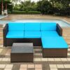 CZDYUF Rattan Patio Furniture Set Wicker Sofa Cushioned Combination Furniture Set Garden Patio Sofa Set