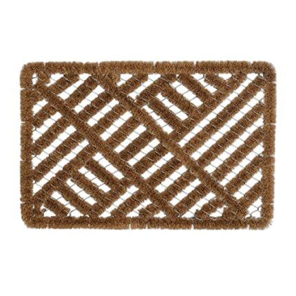 Relaxdays Wire Mesh Mat, 40 x 60 cm, Coconut & Metal, Indoor & Outdoor, Weatherproof Doormat Natural, 80% coconut 20% steel