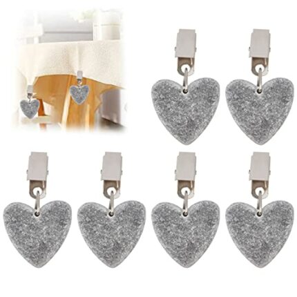 MOROBOR Tablecloth Weights Clips, 6 PCS Tablecloth Weights Heart Shape Stone Tablecloth Weights Metal Clip for Outdoor Picnic Family Dinner Table