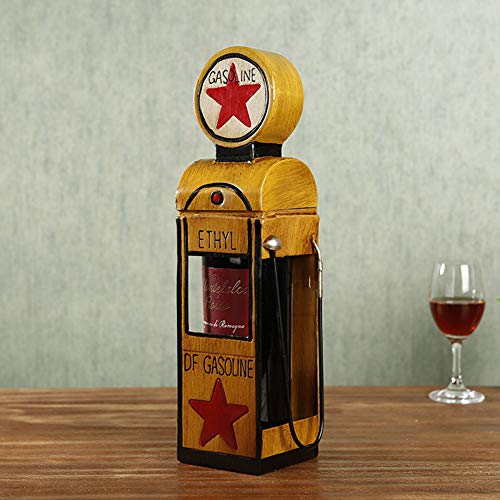 ALREMO HUANGXING - Wine Holder Mini Gas Station Shaped, Funny Wine Bottle Holder Stand, Vintage Decorative, Metal Countertop Wine Holder,1pc
