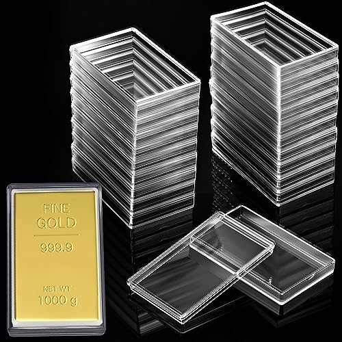 Ctosree 20 Pcs 10 oz Silver Bar Holder Silver Bar Case Clear Acrylic Storage Container Fit Silver Bar Box for 10 oz Silver Bar 10 Troy Ounce Bar