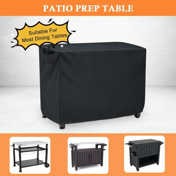 Hoedia 52 Inch Outdoor Prep Table Cover for Keter Unity XL Portable Table, Waterproof BBQ Prep Table Cover and Dustproof Bar Cart Cover UV Resist