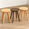 CHEWO Bath Stools,Footstools Round Solid Foyer Shoes Shoe Creative Home Room Bathroom Stool Footstool Fashion Dining Stool Dressing Stool/Walnut/