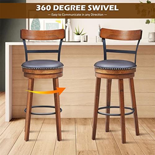 SDFGH 30.5" Barstool Swivel Pub Height Kitchen Dining Bar Chair with Rubber Wood Legs
