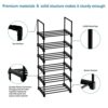 YIHATA 6-Tier Shoe Rack, 2 Pcs Metal Shoe Storage Organiser, Space-Saving Slim Adjustable Shoe Shelf for Closet, Entryway, Living Room, Bedroom,1