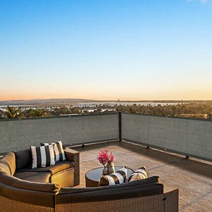 IROO Balcony Privacy Screen Wind and UV Protection Balcony Screening Weatherproof for Porch, Deck, Backyard, Patio, Balcony, Includes Rope and Ca