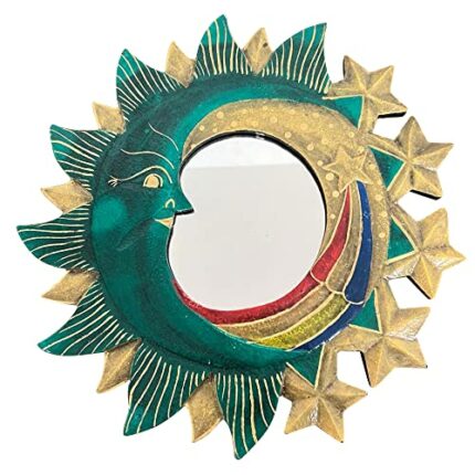 Thorness Large wooden CELESTIAL wall hanging DECORATIVE MIRROR | Wall Decoration Hallway Mirror for Bedroom Living Room Bathroom Hallway | 38mm d