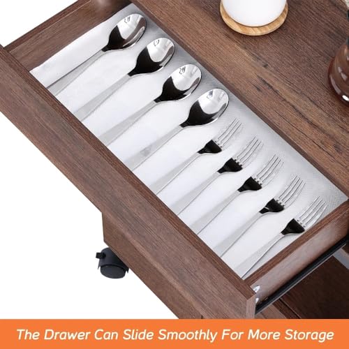 GRETD Rolling Kitchen Island With Storage Cabinet,Trolley Cart with Shelf for Home Kitchen