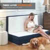 Folding Mattress Queen Size,4 Inch Tri-Folding Portable Trifold Mattress Topper with Washable Cover, Non-Slip Bottom Camping Mattress Guest Bed
