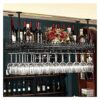 SUCHETA Hanging Wine Rack with Glass Holder and Shelf, Wine Glass Rack Hanging Steamware Rack Champagne Glass Rack Holder Vintage Style Bar Wall