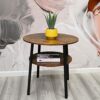 FWStyle Round 2 Tier Oak Small Round Coffee Table Side Table, Lamp Table, Tea Table