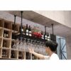 EYLINK Hanging Metal Wine Rack, 30-60Cm Height-Adjustable Iron Hanging Wine Glass Holder, With Wine Bottle Rack, Hanging Cup Rack Home Decoration