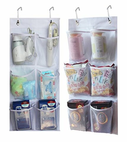 KIMBORA 2 Packs Narrow Over the Door/Wall Shoe Organizer, Small Hanging Shoe Rack for Closet with Clear Mesh Pocket for Bathroom, RV, Pantry, Cam
