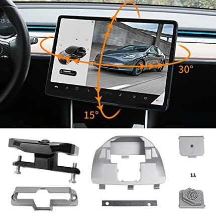 Bomely Screen Swivel Mount Compatible with 2017-2023 Tesla Model 3 Model Y Center Console Navigation Original Silver Screen Rotating Holder Model