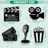 5 Pieces Movie Theater Decor Wooden Home Theater Room Decor Cinema Wall Art Movie Reel Theater Action Popcorn Ticket Sign Movie Night Decor Theme