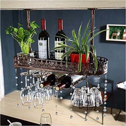 Stylish Simplicity Down Wine Rack, Vintage Wrought Iron Wine Rack, Ceiling Wine Rack, Creative Display Stand, Goblet Rack Home, Restaurant Kitche