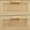 Finnhomy Bedside Table, Side Table with 2 Hand Made Rattan Decorated Drawers, Bedside Tables Set of 2, Wood Nigntstand, End Table with Storage fo