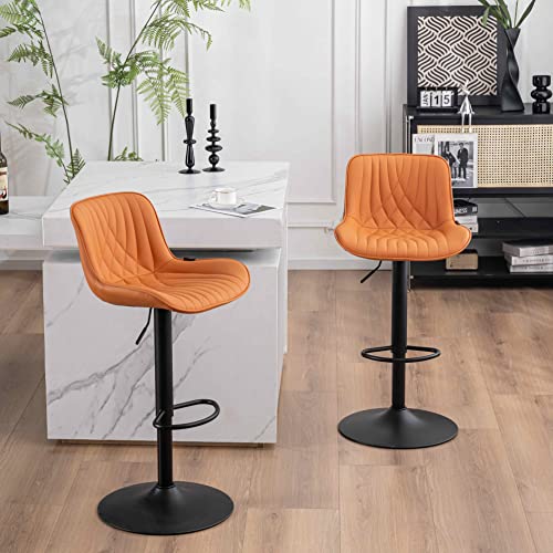 YOUTASTE Single Modern Bar Stool with Back Adjustable Barstools Luxury Upholstered Bar Chairs Faux Leather Counter Height Bar Stool Swivel Barsto