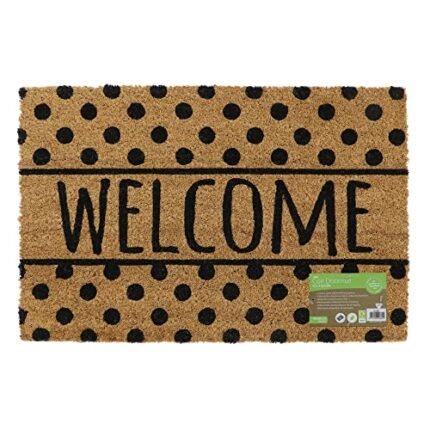 JVL Eco-Friendly Latex Backed Coir Door Mat, Welcome Spots, 40 x 60 cm Approx, 02-860