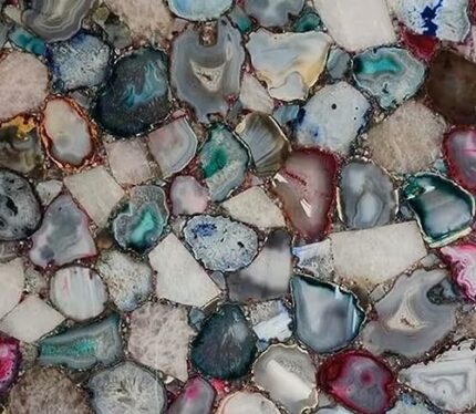 Gifts And Artefacts 36 x 36 Inches Square Shape Dining Table Top with Resin Art Multicolor Agate Stone Kitchen Table for Home Furniture Decor