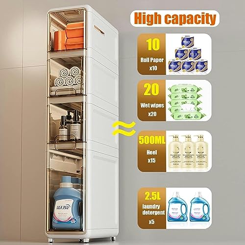 Bathroom Storage Cabinet, Waterproof Bathroom Cabinets, Floor Standing Display Cabinet, Home Storage Furniture Organizer Unit for Office Kitchen