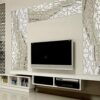 DIY Removable Acrylic Mirror Wall Sticker for Home Living Room Background Bathroom Bedroom Office Hallway Sofa TV Wall Decoration (Silver)
