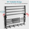 ybaymy Swivel Towel Rail Wall Mounted Rack Holder with 7 Bars Hanger Bath Swing Out Bar Top Layer 90° Folding Function 6 Hooks for Kitchen, Bathr