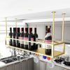 EYLINK Ceiling Wine Racks Hanging Wine Glass Rack Stemware Holder Metal Wine Bottle Holder Adjustable Height Goblet Storage Decoration Shelf For