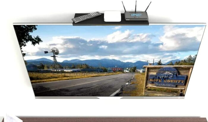 Bracwiser No Drill TV Top Shelf 425mm Monitor Top Mounting Bracket Platform Holds Speaker, AV Receiver, Media Box, Game Console and More