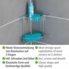 WENKO 20640100 2-Tier Corner Rack Classic - fixing without drilling, Steel, 26.5 x 26.5 x 19.5 cm, Chrome