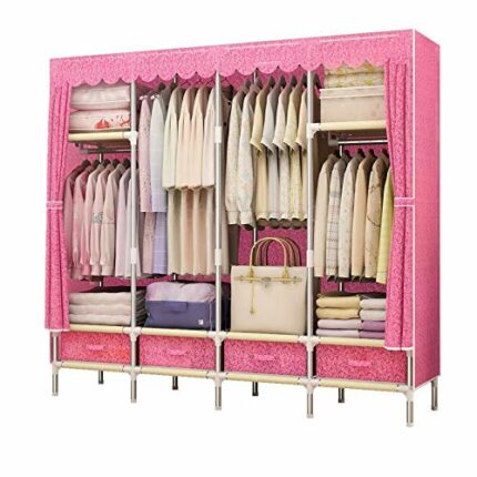 JYDQM Cloth Wardrobe Simple Economical Assembly Closet Dormitory Steel Frame Reinforced Thick Wardrobe