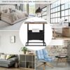 Ejoyous Retro Small Side Table, H Shaped Narrow End Table with Canvas Bag Industrial Slim Sofa Side Table Snack Table with Magazine Holder, for S