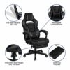 Flash Furniture X40 Gaming Racing Ergonomic Computer Chair with Fully Reclining Back/Arms, Slide-Out Footrest, Massaging Lumbar, Faux Leather, Bl