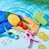 4 Pieces Cute Beach Towel Clips Flamingo Parrot Cactus Pineapple Chair Clips Plastic Lounge Chair Clamps Portable Towel Holders Clips for Home Be