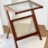 UVAN ART Side Table Living Room for Small Spaces Outdoor Coffee Tables for Garden Wooden Side Table in Glass for Bedroom Rattan Side Table Natura