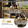 SUCHETA Ceiling Wine Glass Rack Storage Rack Wall-Mounted Adjustable Industrial Wine Rack Hanging Wine Glass Rack Home Bar Multifunctional Displa