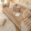Hufu Rabbit Plush Sofa Cover, Soft Warm Sofa Slipcover For Corner L Shape 1 2 3 Seater, Non-Slip Velvet Sofa Cushion Covers, Thick Furniture Prot